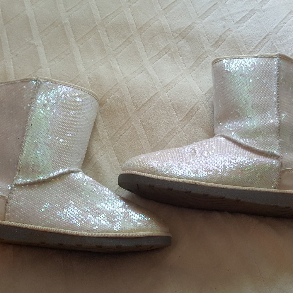 SO white sequined ugg boots